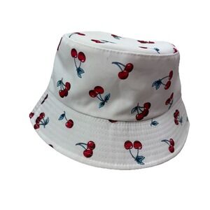 JANE & BERRY White Bucket Hat‎ AOP Cherries OSFM